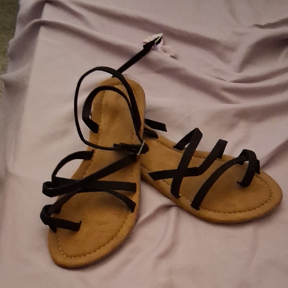 Women's Black Strappy Sandals
